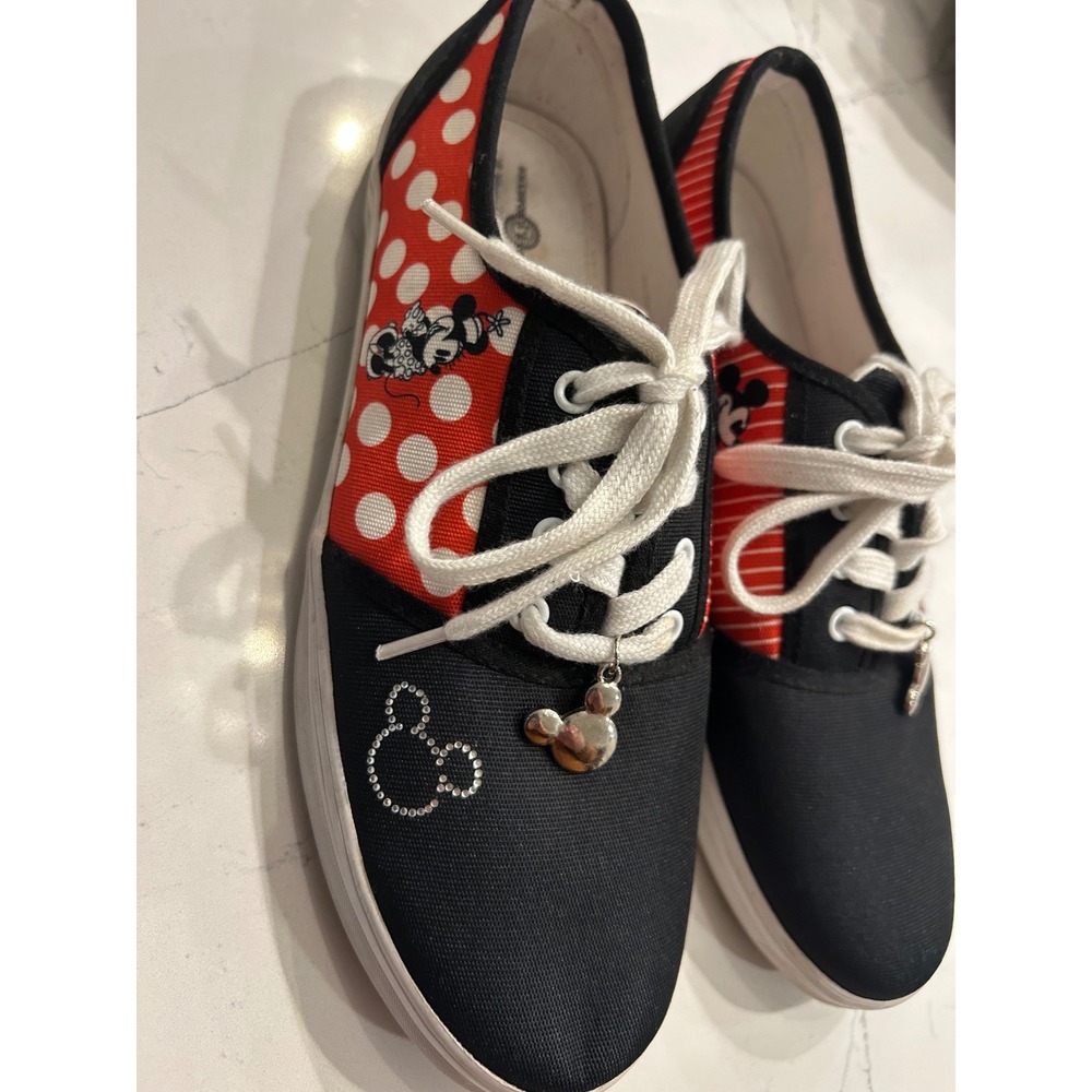 Bradford Exchange Disney Mickey Minnie Mouse Polka Dot Canvas Sneakers Womens 10